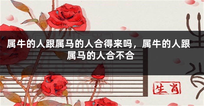 属牛的人跟属马的人合得来吗，属牛的人跟属马的人合不合