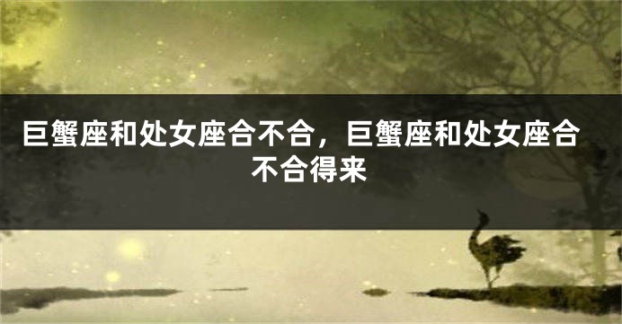 巨蟹座和处女座合不合,巨蟹座和处女座合不合得来