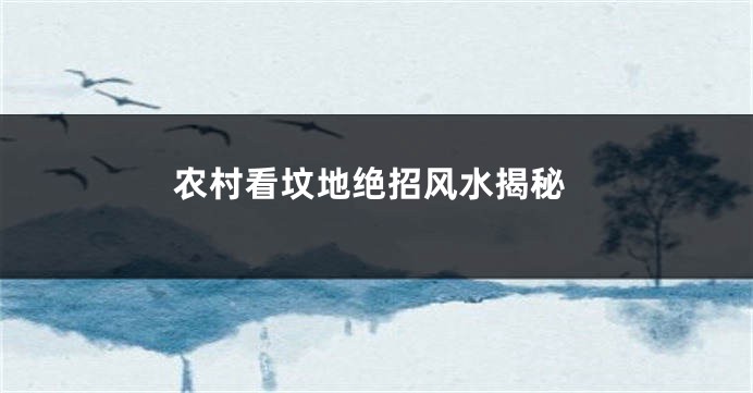 农村看坟地绝招风水揭秘