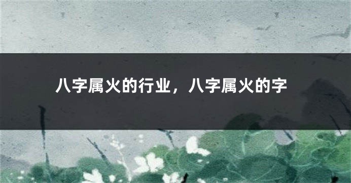 八字属火的行业，八字属火的字