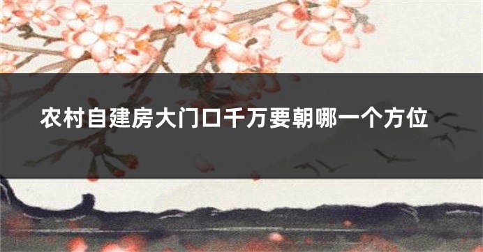 农村自建房大门口千万要朝哪一个方位