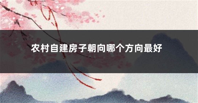 农村自建房子朝向哪个方向最好
