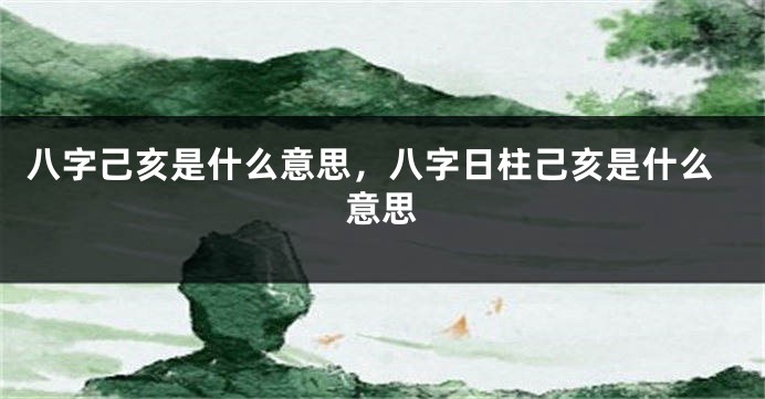 八字己亥是什么意思，八字日柱己亥是什么意思