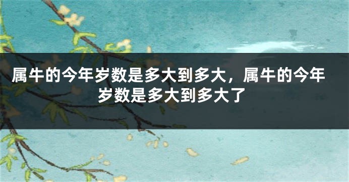 属牛的今年岁数是多大到多大，属牛的今年岁数是多大到多大了
