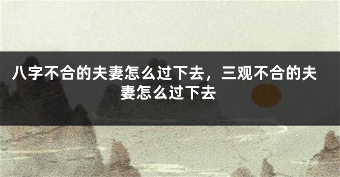 八字不合的夫妻怎么过下去，三观不合的夫妻怎么过下去