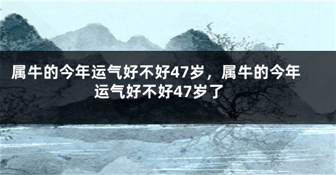 属牛的今年运气好不好47岁，属牛的今年运气好不好47岁了