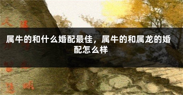 属牛的和什么婚配最佳，属牛的和属龙的婚配怎么样