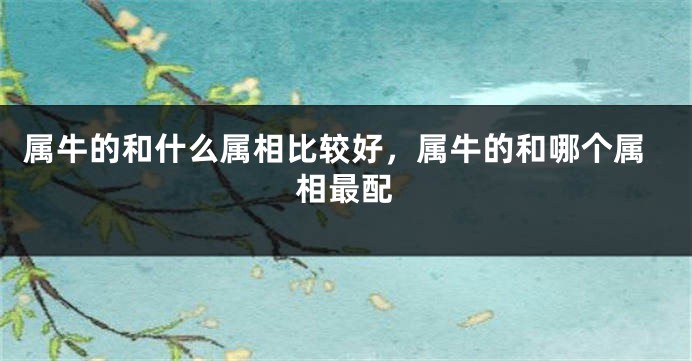 属牛的和什么属相比较好，属牛的和哪个属相最配