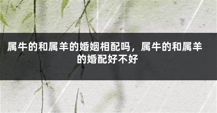 属牛的和属羊的婚姻相配吗，属牛的和属羊的婚配好不好