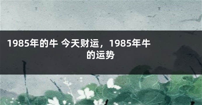 1985年的牛 今天财运，1985年牛的运势