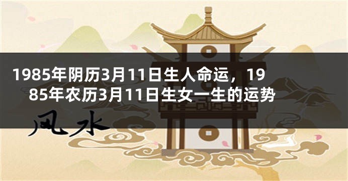 1985年阴历3月11日生人命运，1985年农历3月11日生女一生的运势