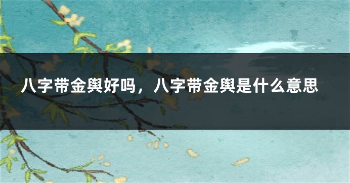 八字带金舆好吗，八字带金舆是什么意思