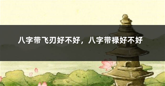 八字带飞刃好不好，八字带禄好不好