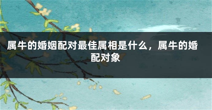 属牛的婚姻配对最佳属相是什么,属牛的婚配对象