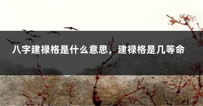 八字建禄格是什么意思，建禄格是几等命