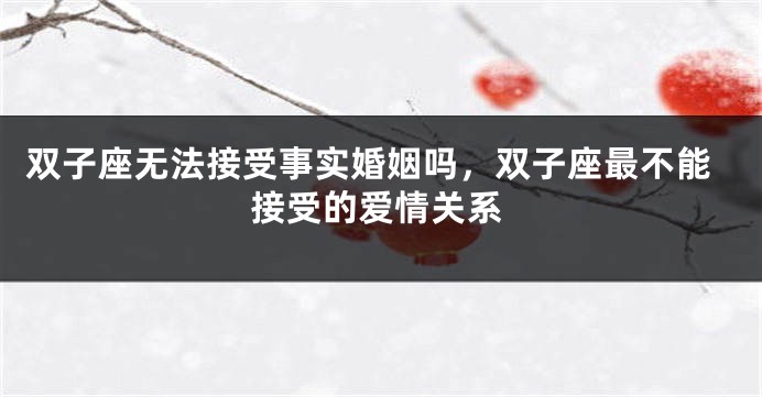双子座无法接受事实婚姻吗，双子座最不能接受的爱情关系