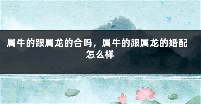 属牛的跟属龙的合吗，属牛的跟属龙的婚配怎么样