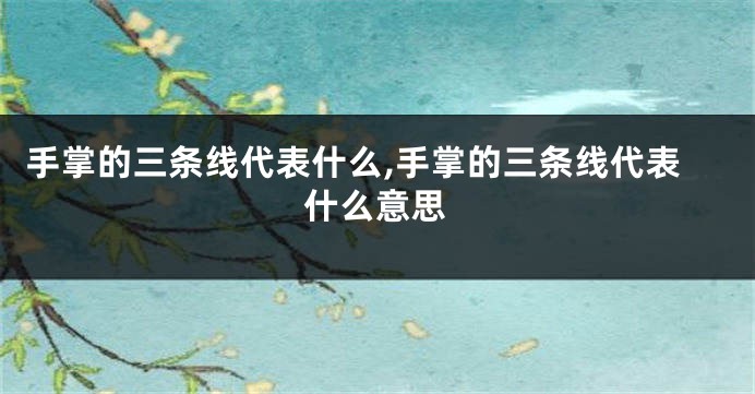 手掌的三条线代表什么,手掌的三条线代表什么意思