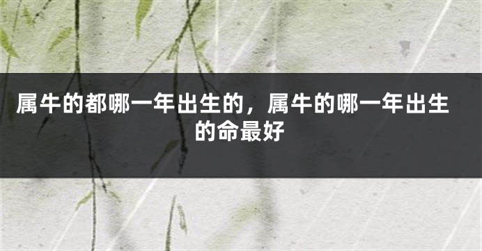 属牛的都哪一年出生的，属牛的哪一年出生的命最好