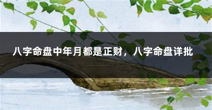 八字命盘中年月都是正财，八字命盘详批