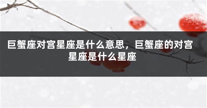 巨蟹座对宫星座是什么意思，巨蟹座的对宫星座是什么星座
