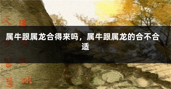 属牛跟属龙合得来吗，属牛跟属龙的合不合适