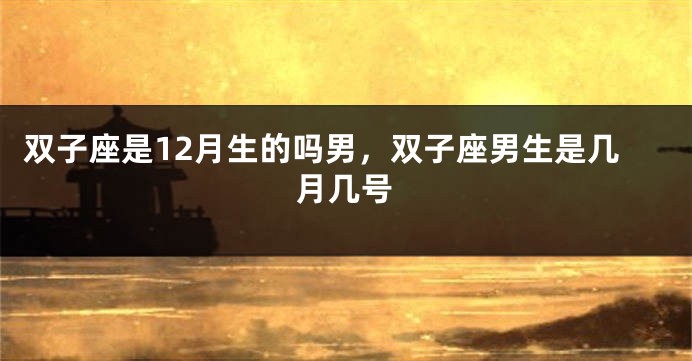 双子座是12月生的吗男，双子座男生是几月几号