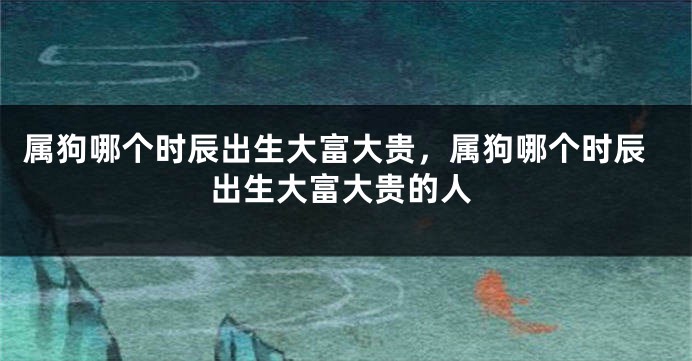 属狗哪个时辰出生大富大贵,属狗哪个时辰出生大富大贵的人