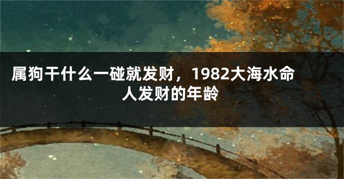 属狗干什么一碰就发财，1982大海水命人发财的年龄