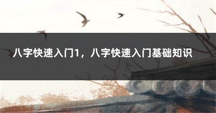 八字快速入门1，八字快速入门基础知识