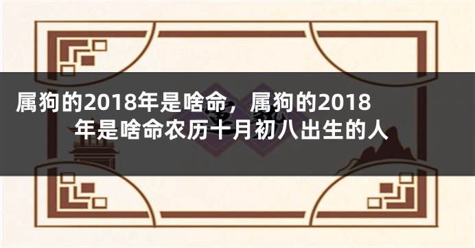属狗的2018年是啥命，属狗的2018年是啥命农历十月初八出生的人