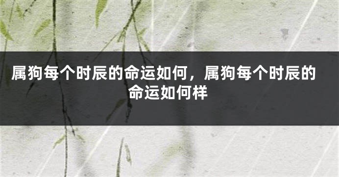 属狗每个时辰的命运如何，属狗每个时辰的命运如何样