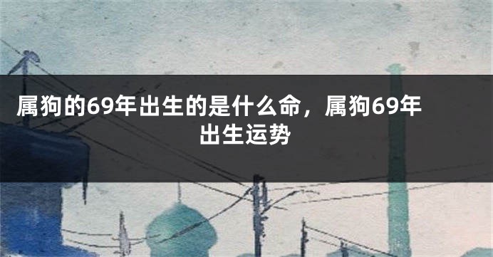 属狗的69年出生的是什么命，属狗69年出生运势