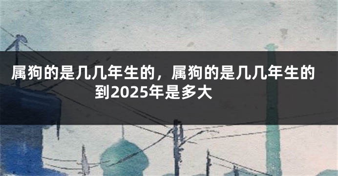 属狗的是几几年生的，属狗的是几几年生的到2025年是多大