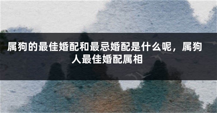 属狗的最佳婚配和最忌婚配是什么呢，属狗人最佳婚配属相