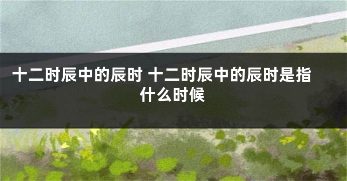 十二时辰中的辰时 十二时辰中的辰时是指什么时候