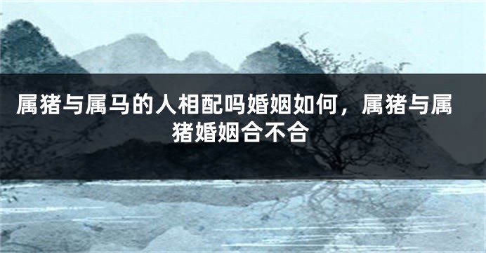 属猪与属马的人相配吗婚姻如何，属猪与属猪婚姻合不合