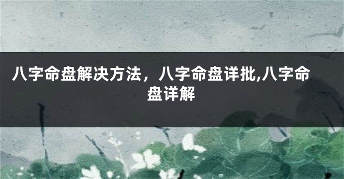 八字命盘解决方法，八字命盘详批,八字命盘详解