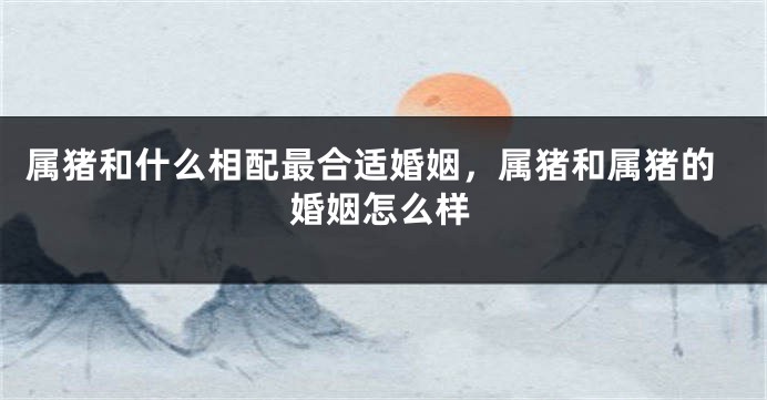 属猪和什么相配最合适婚姻，属猪和属猪的婚姻怎么样