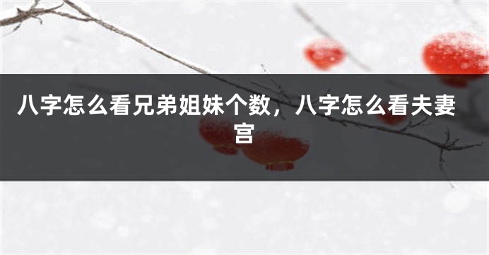 八字怎么看兄弟姐妹个数，八字怎么看夫妻宫