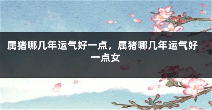 属猪哪几年运气好一点，属猪哪几年运气好一点女