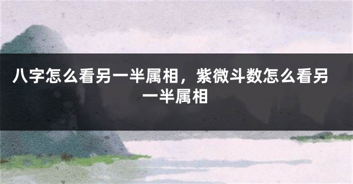 八字怎么看另一半属相，紫微斗数怎么看另一半属相