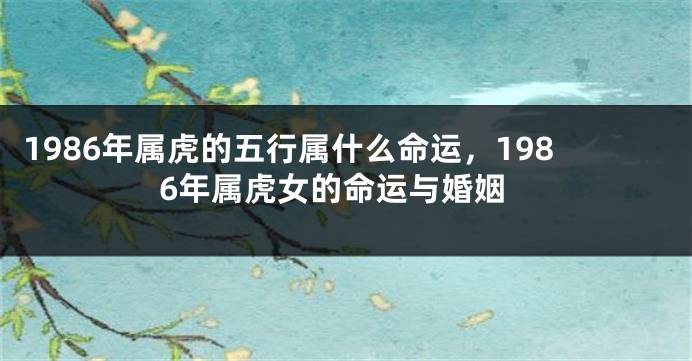 1986年属虎的五行属什么命运，1986年属虎女的命运与婚姻