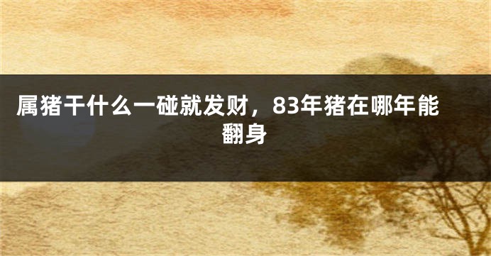 属猪干什么一碰就发财，83年猪在哪年能翻身