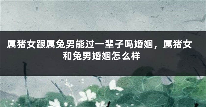 属猪女跟属兔男能过一辈子吗婚姻，属猪女和兔男婚姻怎么样