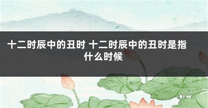 十二时辰中的丑时 十二时辰中的丑时是指什么时候