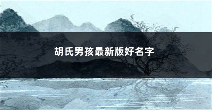 胡氏男孩最新版好名字