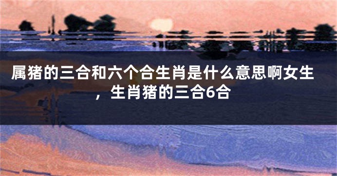 属猪的三合和六个合生肖是什么意思啊女生，生肖猪的三合6合
