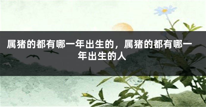 属猪的都有哪一年出生的，属猪的都有哪一年出生的人
