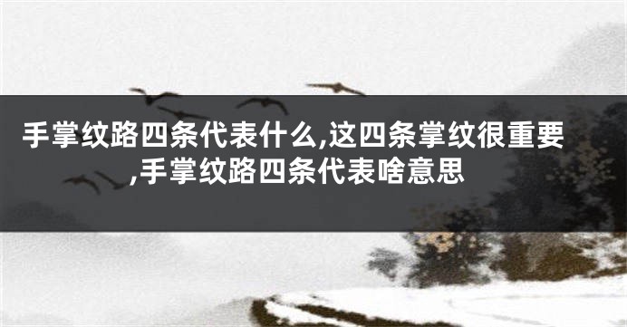 手掌纹路四条代表什么,这四条掌纹很重要,手掌纹路四条代表啥意思